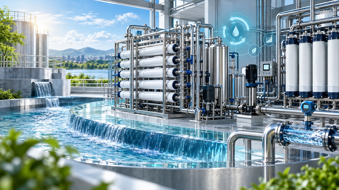 Integrated advanced water treatment process for semiconductor ultra pure water production