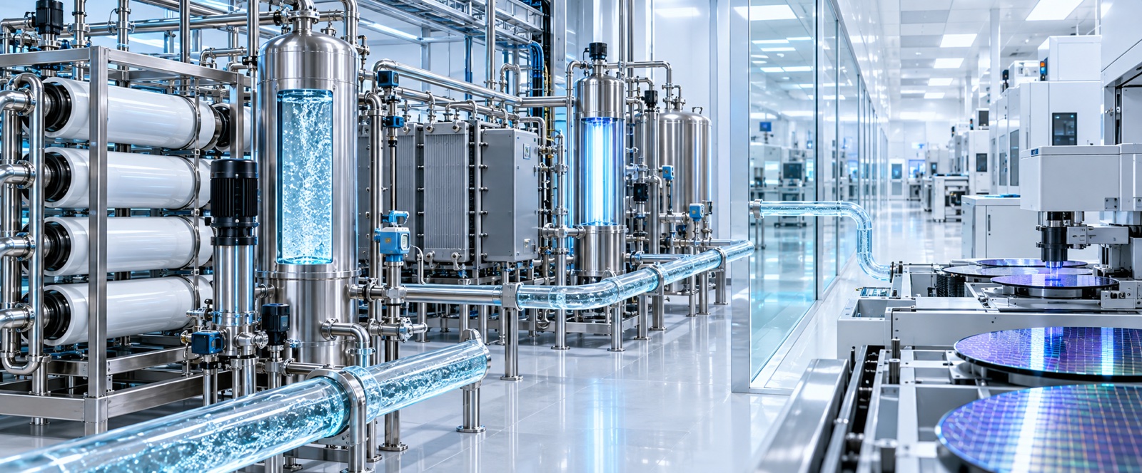 Ultra pure water treatment system supplying high-purity water to semiconductor wafer manufacturing